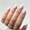 Uñas postizas Bonitiva cortas almendradas, gel suave blanco brillante reutilizable,