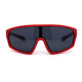 Boys Child Size Mirror Lens Wrap Shield Sport Plastic Sunglasses Red - Black