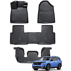 KUST Floor Mats for Honda Pilot 2023 2024 2025 - All Weather Floor Mats, TPE Car Mats Front Rear 3 Row Floor Liners for Honda Pilot Accessories High Edges Non-Slip