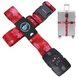 Travelkin Luggage Strap TSA Approved with TSA Lock Adjustable Luggage Strap for Suitcase to Protect Your Luggage (Sakura)