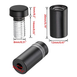 BTSKY Pack of 24 Sturdy Stainless Steel Sign Standoff Screws - Wall Mount Advertising Nail Standoff Hardware for Glass Panel Plexiglass Picture (Black, Small (12 * 25MM))