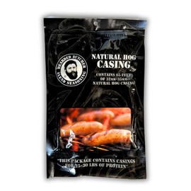 Bearded Butchers Natural Hog Casings 32-35mm (1.25–1.38") – Edible Sausage Casing for Up to 25–30 lbs of Protein – Resealable Bag for Easy Storage – Bratwurst, Italian, Polish, Hot Dogs – Pre-Flushed, Soak & Stuff