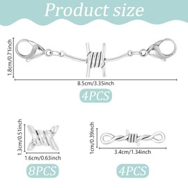 WEBEEDY 8 Pairs Shoelace Charms Barbed Wire Shoelace Buckle DIY Decorative Shoe Charms Shoe Clips Shoelace Craft Metal Jewelry Shoes Accessory for Sneakers Boots Casual Shoes, Metal, No Gemstone