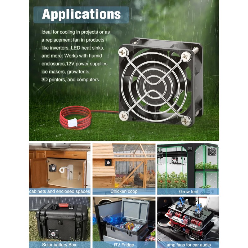 Wathai IP68 60mm x 25mm DC 12V Waterproof Cooling Fan