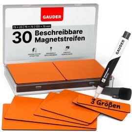 GAUDER Magnetic Strips Writeable | Magnetic Signs for Writing on | Magnetic Cards for Kanban Board, Whiteboard & Blackboard