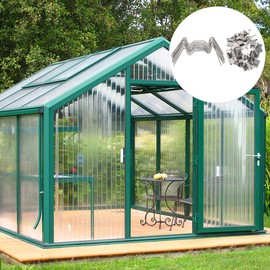 Gatuida 100pcs Mini Greenhouse Clips for Hanging Stainless Steel W Type Greenhouse Pane Fixing Clips for Panel Reinforcement Sturdy Garden Accessories for Glass House Harbor