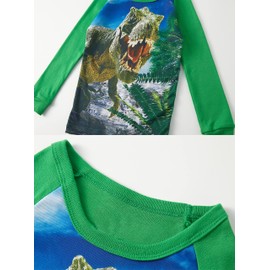 SOIBEEN Pyjamas for Boys Dinosaur Nightwear Cotton Clothes Kids Sleepwear Long Sleeve PJs Set 4 Piece Outfit Xmas Gift 12 Years