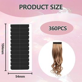 Bettinay 360PCS Black Hair Extension Tapes, Double Sided Tape for Hair Extensions Tabs Wigs and Hairpieces