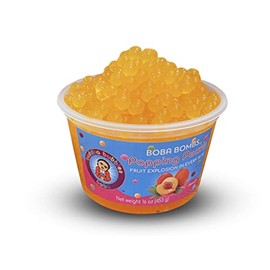 Popping / Bursting Boba Pearls / Boba Bombs Dessert Topping by Buddha Bubbles Boba (Peach Bombs)