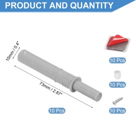 sourcing map 10 Pcs Magnetic Push Latches for Cabinet Door, 2.87x0.4 Inch Push to Open Door Latch Cabinet Hardware, Hidden Door Release Drawer Pull on Closet Touch, Plastic Grey 73x10mm