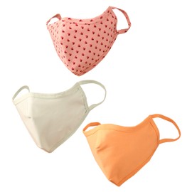 Touchstone Soft Cotton knitted Face Mask - medium size comfortable Washable double layer. (Pack of 3). Pink Green Peach