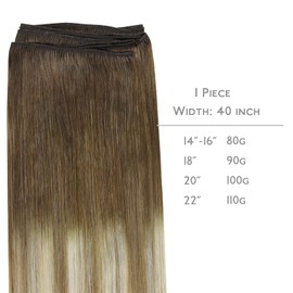 WENNALIFE Weft Hair Extensions Human Hair Extensions for Women Real Human Hair, 16 Inch 80g Ombre Walnut Brown to Ash Brown and Bleach Blonde Sew in Hair Extensions Human Hair Remy Straight