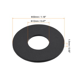 PATIKIL M12 Nylon Flat Washer, 8 Pack 12mm ID 30mm OD 1.5mm Thick Sealing Spacer Gasket Ring for Faucet Pipe Water Hose Fastener Bolt, Black