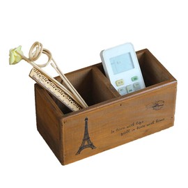 Afinder Retro Wooden Pen Box Pen Holder Magazine File Pen Holder Pen Holder Desk Box Pen Tray Office Desk Organiser Manager Table Organiser Beautiful Size Pencil Box Office Accessories