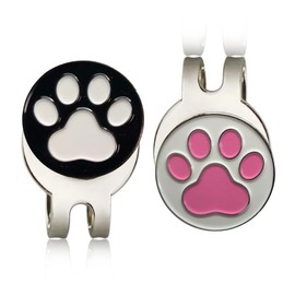 Ikiretmua Golf Marker Paw Magnetic Golf Marker Clip with Hat Clip Pedestal Magnetic Clip Golf Equipment Golf Goods Father's Day Gift (Pink+Black (Set of 2)