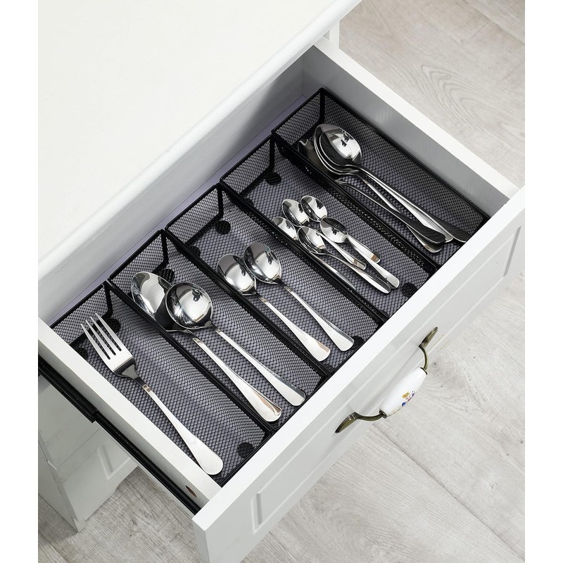 BYCY Silverware Drawer Organizer, Mesh Utensil Organizer for Kitchen Storage,