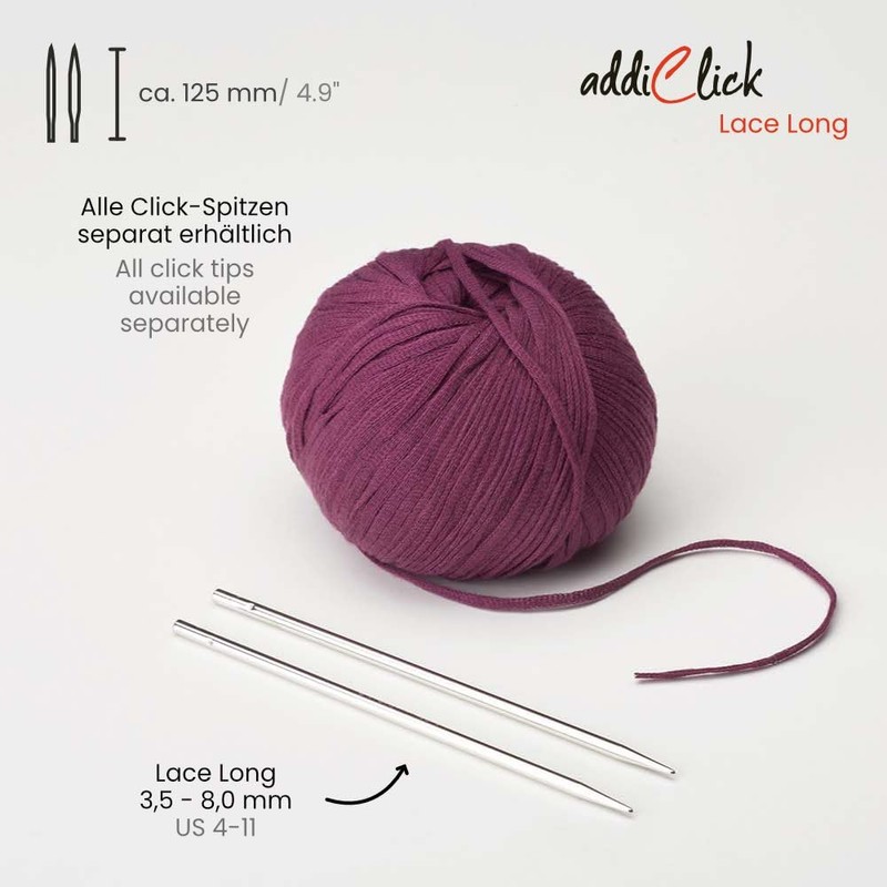 addi Click Lace Long Interchangeable Knitting Needle Tips 6.00mm