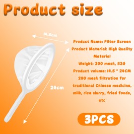 3 PCS Fine Mesh Sieves and Strainers Set, Small Sieves for Cooking, Ideal for Filtering Soy Milk Juice Coffee Rice Milk Perfect for Kitchen Restaurant Cafe Bakery Use