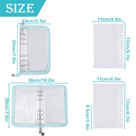 Sticker Collecting Zipper Binder with Blank Clear Release Paper, Reusable A6 Album for Collecting Dried Flower Plant Sticker, Blue