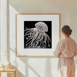 DIADAY Jellyfish 5D Special Shape Diamond Art Kits for Adults, Diamond Painting Kits for Adults, Animal DIY Crystal Rhinestones Diamond Dots and Crafts, Home Wall Decor Gift 12 X 12 Inches
