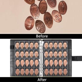 MUQING Pressed Penny Collector Book 236 Coins, Quarter and Nickel Storage Binder Album, Penny Journal Collection Holder with Recording Paper