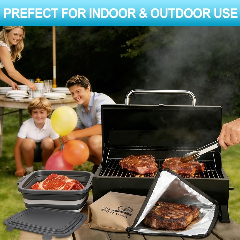 GuanBoXin Collapsible Large BBQ Prep Tub 16L & BBQ Resting