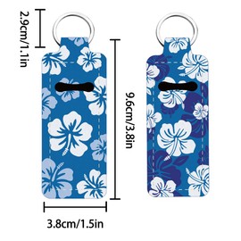 FREEBLOSS 2Pcs Chapsticks Holder Keychain Hibiscus Flower Patterns Lip Balm Holder Sleeves Keychain Lipstick Holder Lip Gloss Holder Keychain Chapstick Elastic Sleeves for Women Men