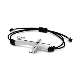 Agálea | Pulsera Cruz de Plata Ley .925 para hombre ó mujer, brazalete de cordón ajustable.