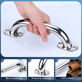 BAYSUN 2 Pcs Boat Handrail,Stainless Steel Grab Handles Heavy Duty Marine Rail Grab 9" Round Tube Handle