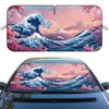 Anime Cherry Blossoms Car Front Window Sun Shield Great Wave