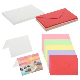 PATIKIL 4x6 Inch Pure Cotton Watercolor Cards, 25 Sets Postcards with Envelopes 140lb/300 GSM for Art Painting Creative Thank Notes, 5 Colors