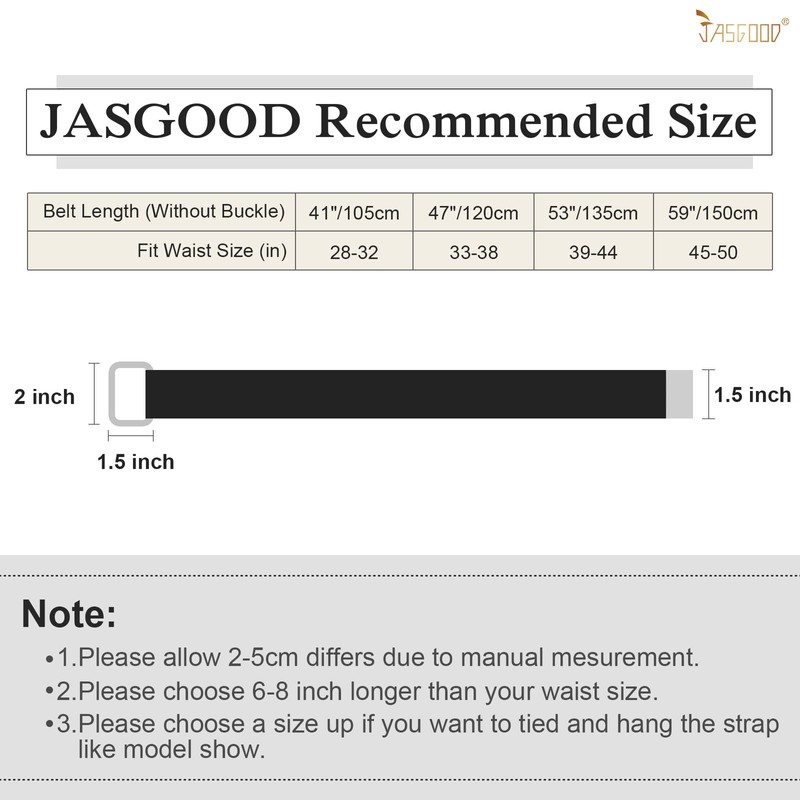 JASGOOD Men Canvas Fabric Belts Casual Web Cloth Belts with