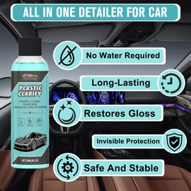 2PCS Plastic Clarify For Cars, Plastic Clarify, Waterless Spray Wax, All-In-One Detailer For Car Interiors & Exteriors, Plastic Rubber Leather Restorer For Cars 120 ML