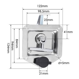 Tissting Manija Remolque, Pestillo con Manija en T, Cerradura Plegable en Forma de T de Acero Inoxidable con Llaves y Junta, Pestillo de Puerta de Remolque para Camión, Remolque, RV
