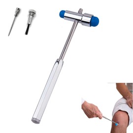 Neurological Reflex Hammer, Medical Neurological Hammer, Neuro Reflex Hammer with Double Plastic Head, Blue Medical Reflex Hammer for Skin Reflexes and Surface Reactions Examinations