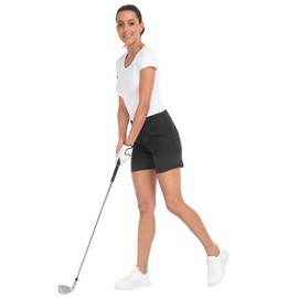 LRD Womens Golf Shorts 5 Inch Inseam Quick Dry Elastic Hiking Short with Pockets, Charcoal, Medium