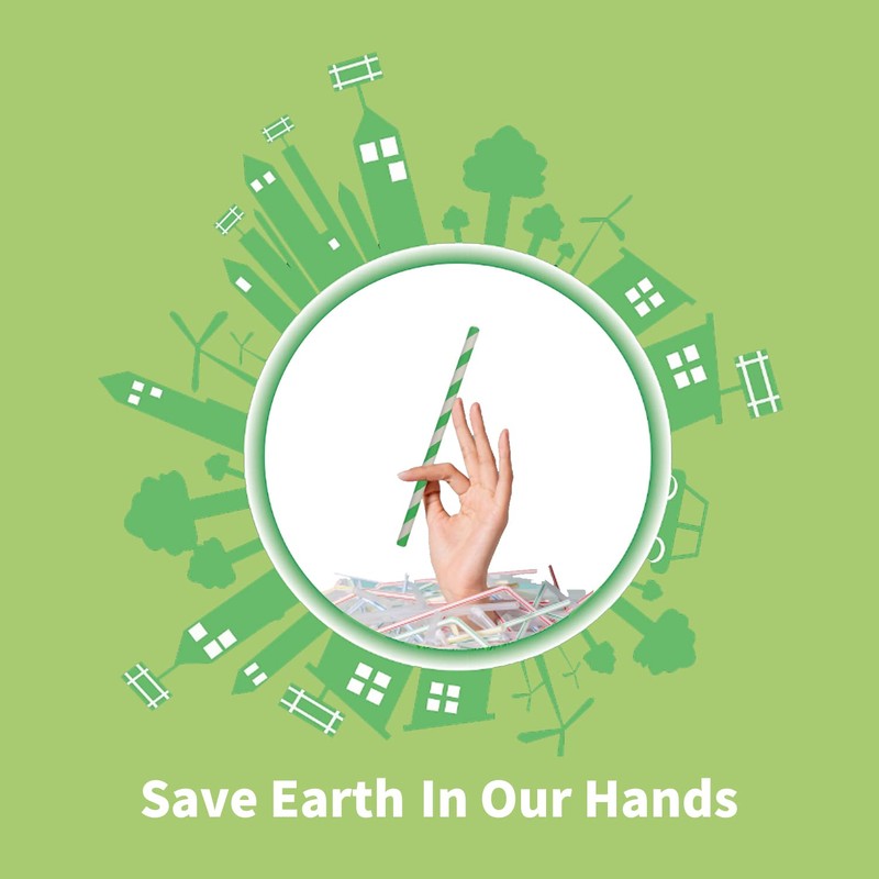 Disposable Paper Straws Green White Striped Straws, Spring Green Biodegradable