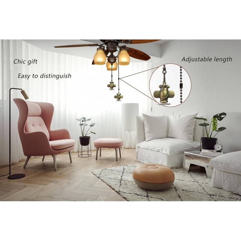 OMYZERO 12 inch Ceiling Fan Pull Chain Airplane Charm Pendant