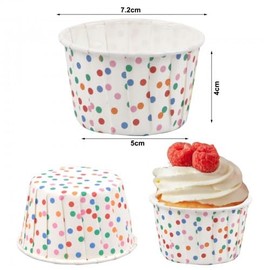 Cozlly Cupcake Moulds, Pack of 50 Mini Muffin Cases Paper, Cupcake Paper Cases, Disposable Baking Cups for Baking, Dessert, Party, Birthday, Wedding (Coloured Dot)