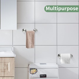 WEIKO Brushed Nickel Toilet Paper Holder Towel Ring,Bathroom Hardware Set Double Post Pivoting Tissue Roll Holder Hand Towel Holder Wall Mounted 2 Pieces Bathroom Hardware Stainless Steel