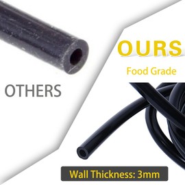ANPTGHT High Temperature Silicone Vacuum Tubing Food Grade Hose ID 1/8" (3mm) Wall Thickness 3mm Length 15FT Black 130 psi Maximum Pressure