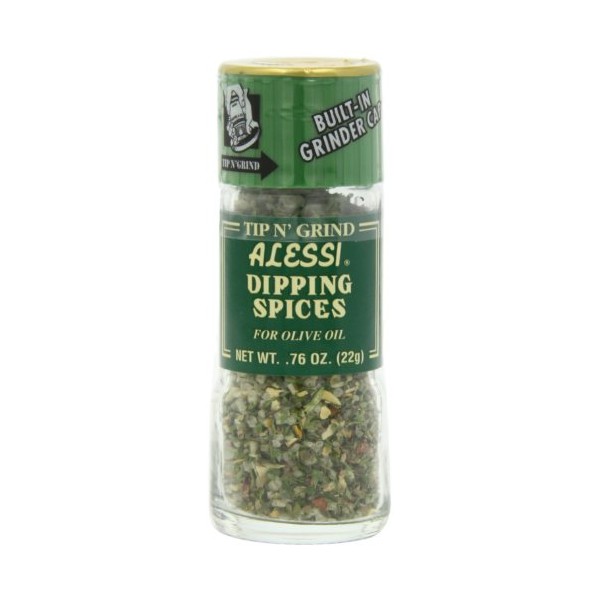 Alessi Herb & Seasoning Grinder, Dipping Spices for Olive Oil, Tip n' Grind (Garlic, 0.76 Ounce (Pack of 4))