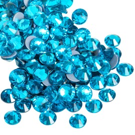 Beadsland Hotfix Rhinestones, 2880pcs Flatback Crystal Rhinestones for Crafts Clothes DIY Decorations, Indicolite, SS10, 2.7-2.9mm