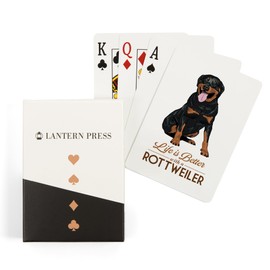 Lantern Press Rottweiler, Life is Better, White Background (52 Playing Cards, Poker Size Card Deck with Jokers)