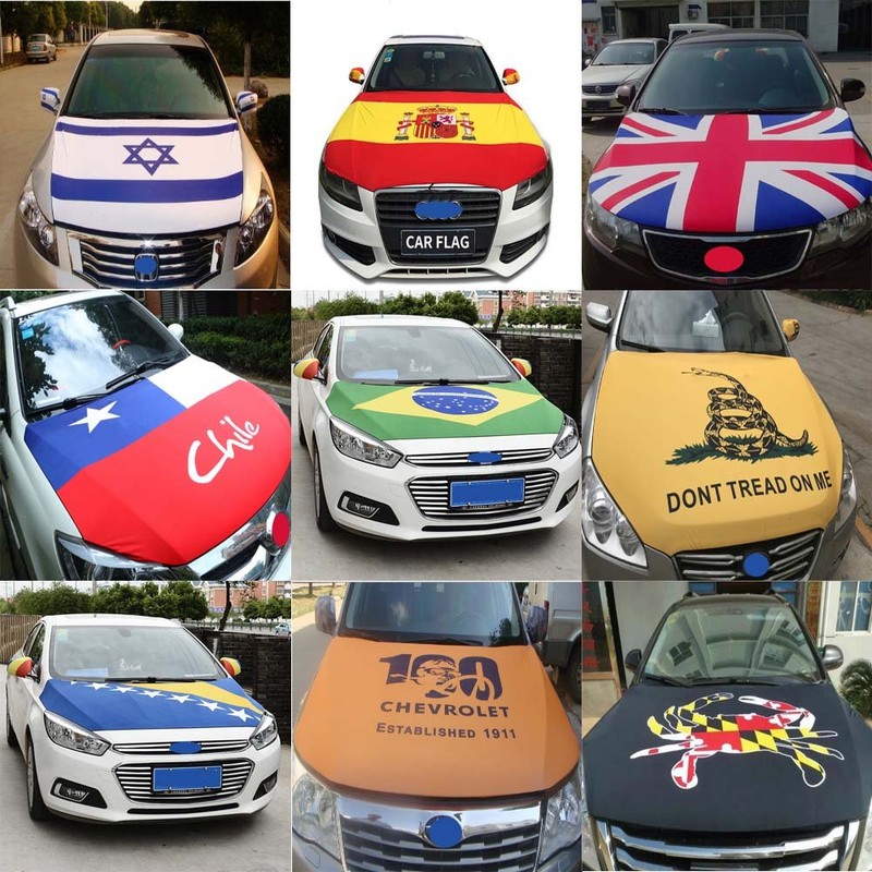Black Oversized Car Hood Cover 3.3X5FT/6X7FT100% Polyester Elastic Fabrics Can