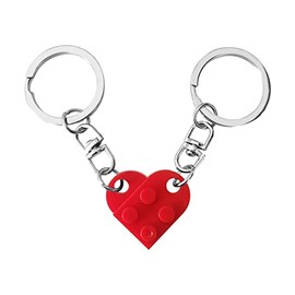FORUBUS Heart Brick Keychain for Couple, Matching Assembled Heart Shape Brick Charm Keyring for Women Men Valentine's Day Jewelry-red