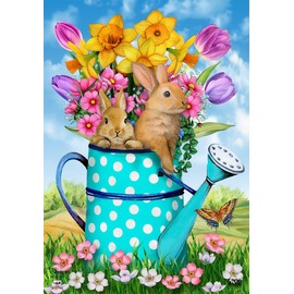 Briarwood Lane Bunny and Watering Can Spring Garden Flag Floral Easter 12.5" x 18"