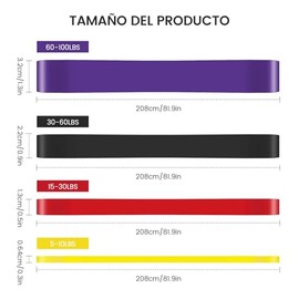 4 Piezas Ligas de Resistencia para Ejercicio con Bolsa | Ligas para ejercicio, bandas de resistencia para ejercicio, banda elastica de resistencia par