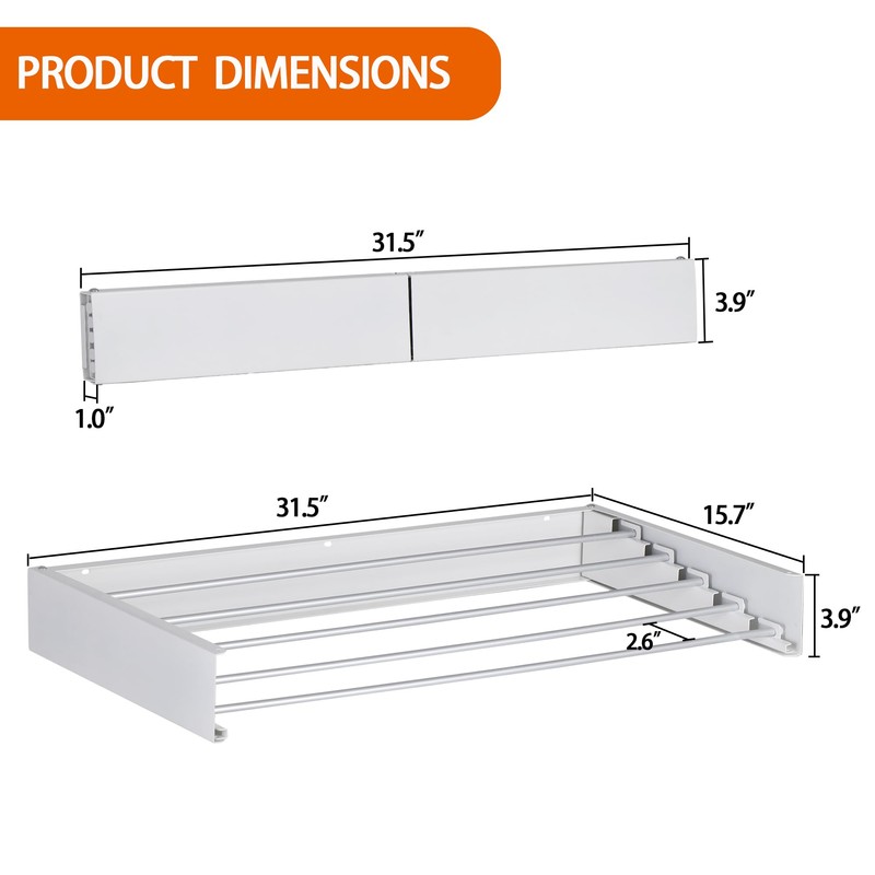 FOCHIER F Laundry Drying Rack Wall Mounted Clothes Drying Rack
