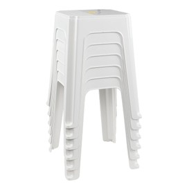 Ponpong 18.7 Inch Plastic Stack Backless Stools, Classroom Stackable Stools, White, Pack of 6